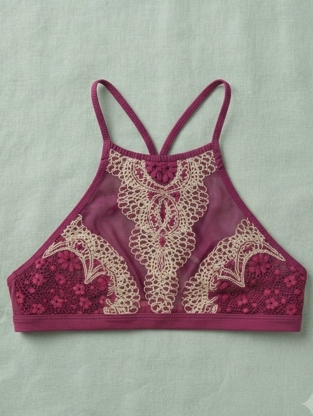 Victoria's Secret Small Purple Lace High-Neck Bralette